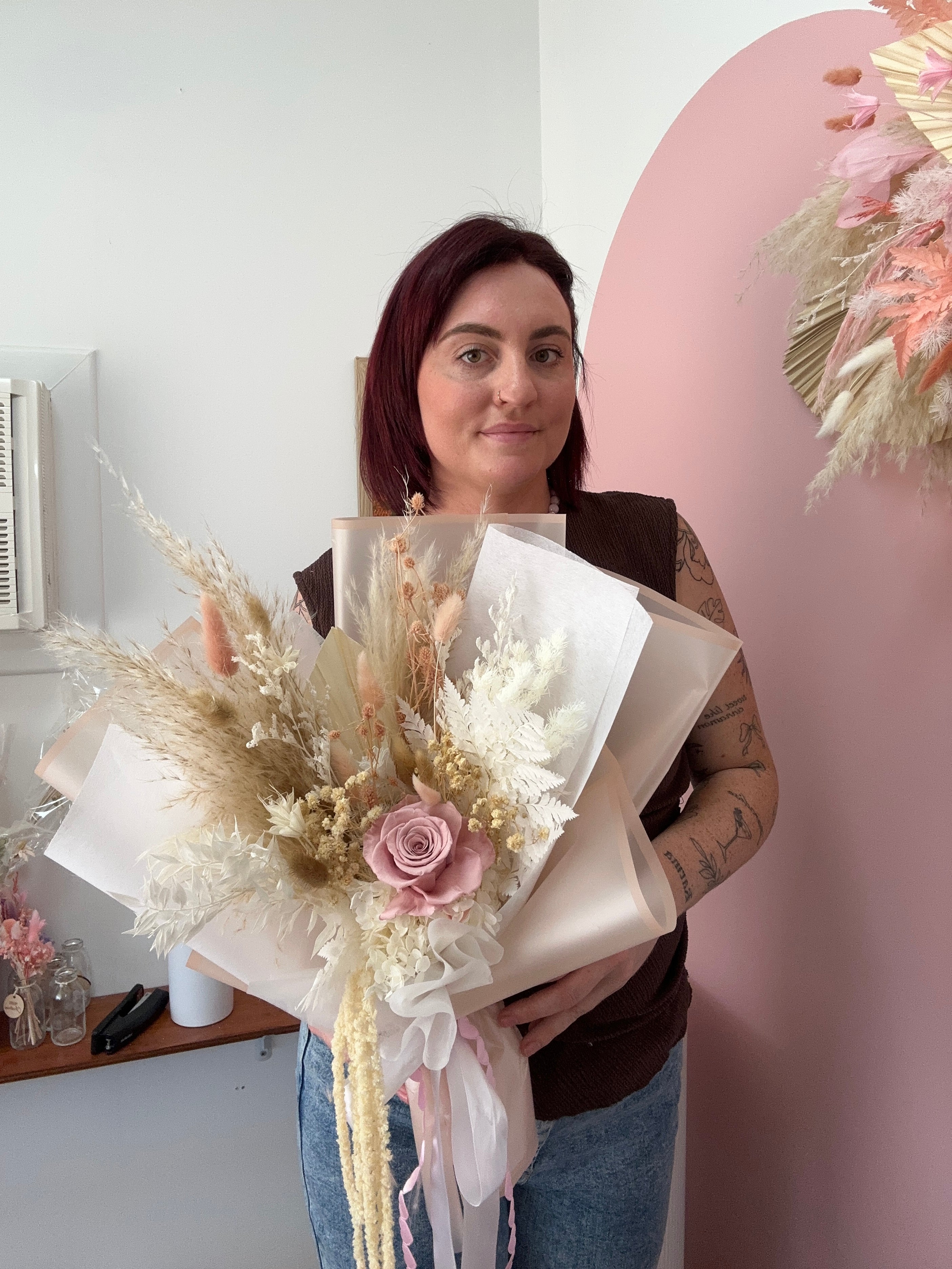 Blushing Nude 🩰🪽  - Dried + Preserved Wrapped Gift Bouquet