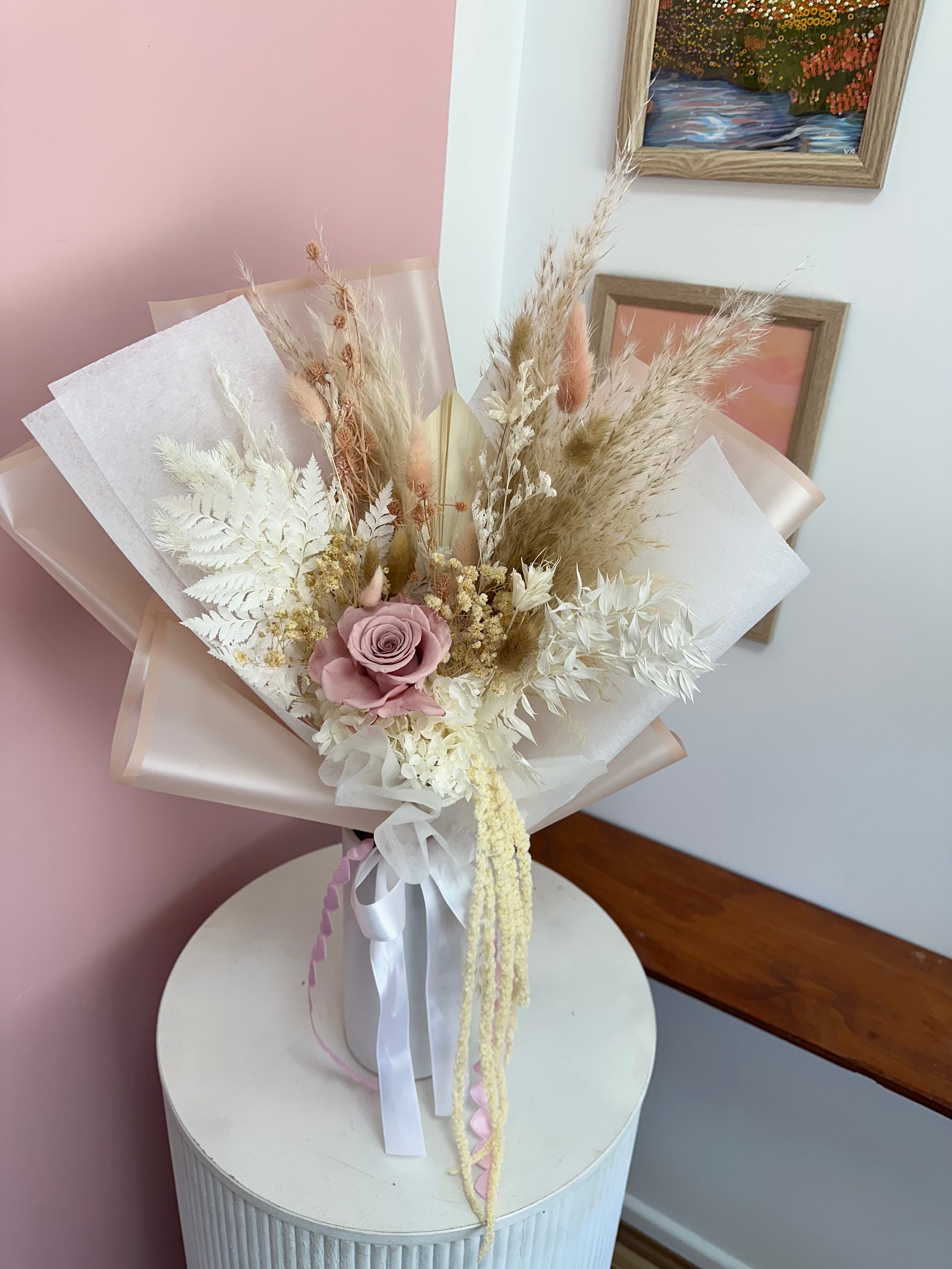 Blushing Nude 🩰🪽  - Dried + Preserved Wrapped Gift Bouquet