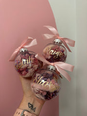 Personalised Dried Floral Bauble Ornament (Assorted Colours)