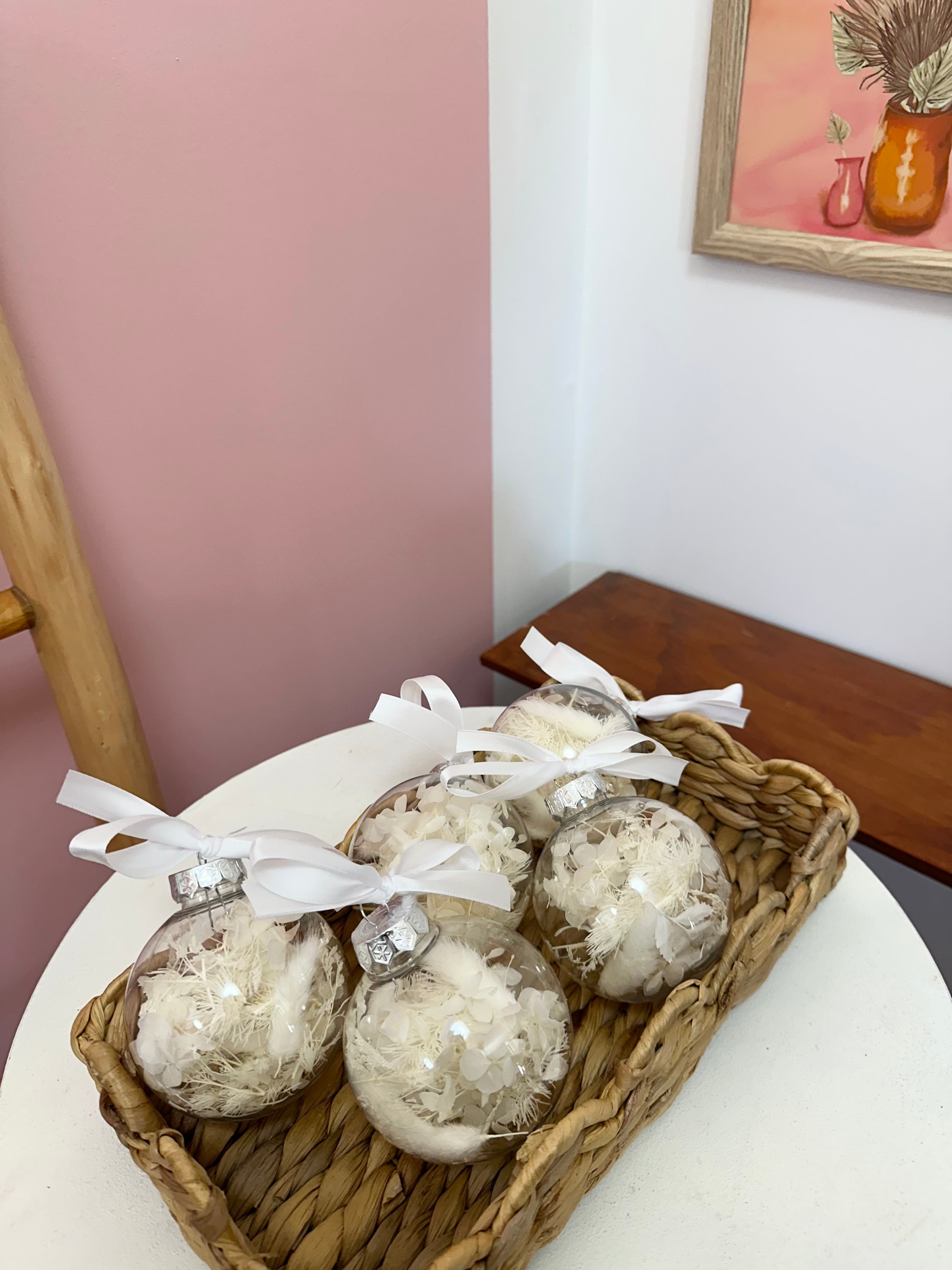 Personalised Dried Floral Bauble Ornament (Assorted Colours)