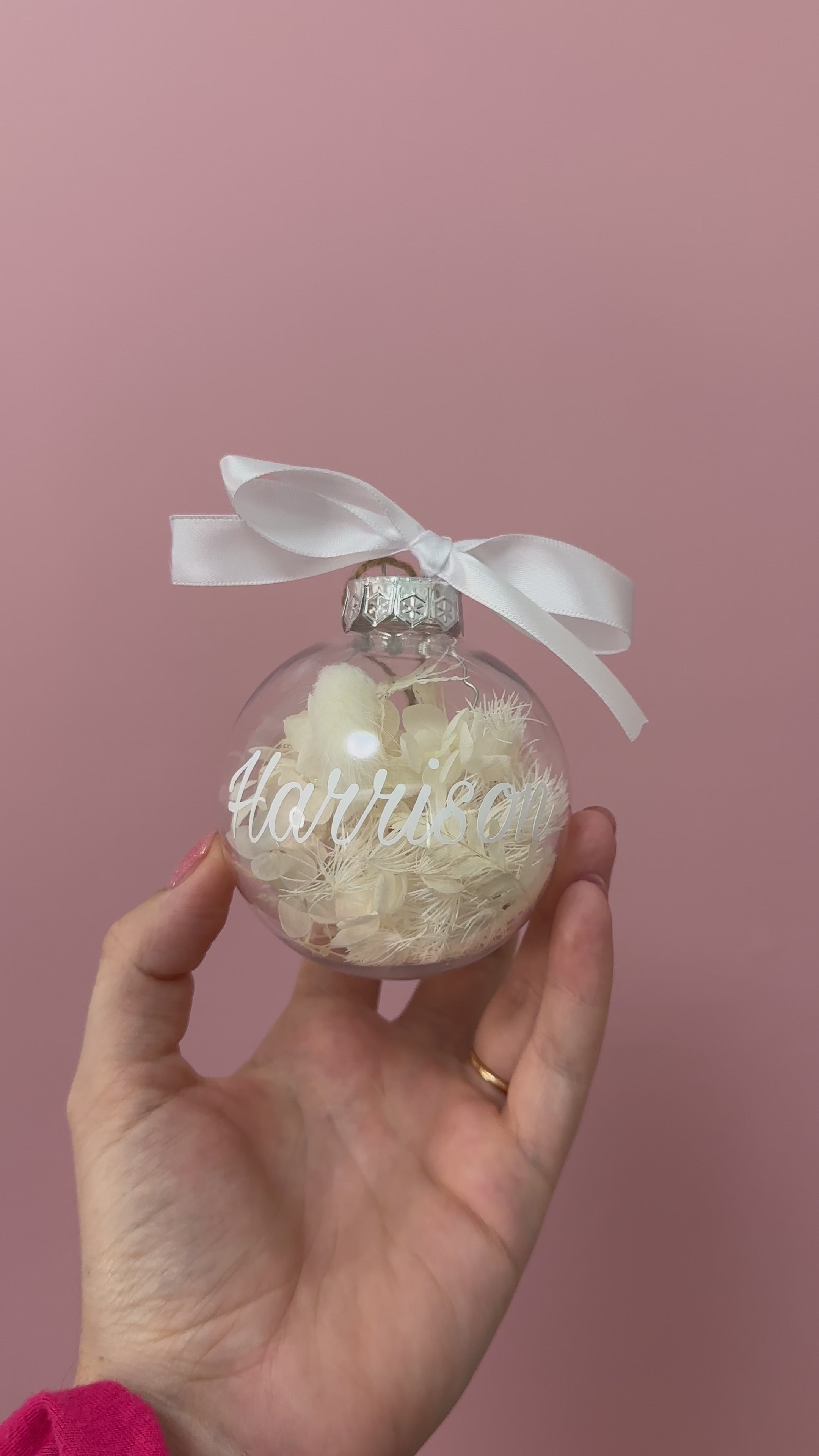 Personalised Dried Floral Bauble Ornament (Assorted Colours)